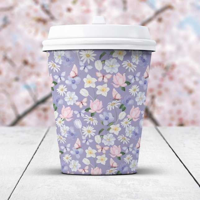 Gobelets En Papier Papillon Violet (Purple Butterfly Paper Cups
)