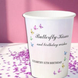 Gobelets En Papier Papillons colorés Anniversaire