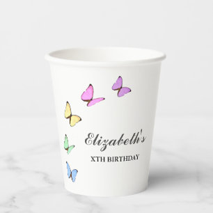 Gobelets En Papier Papillons colorés Anniversaire