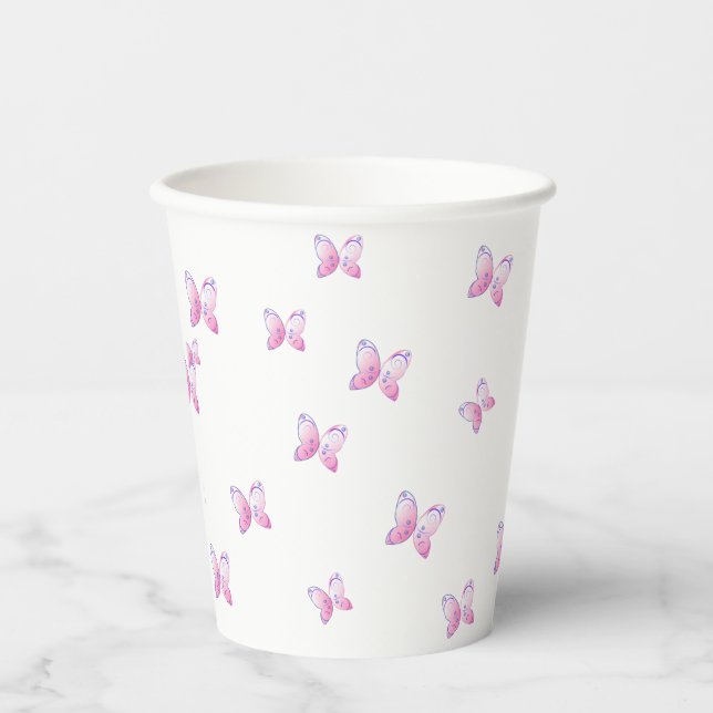 Gobelets En Papier papillons volants nature (Recto)