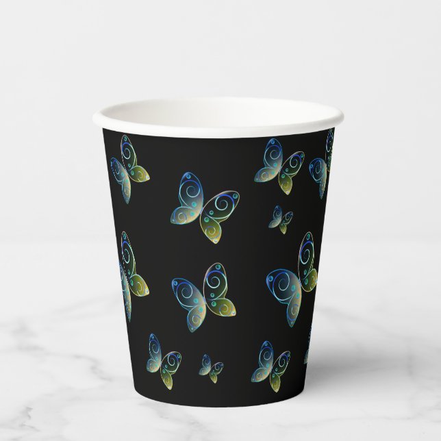 Gobelets En Papier papillons volants nature (Recto)