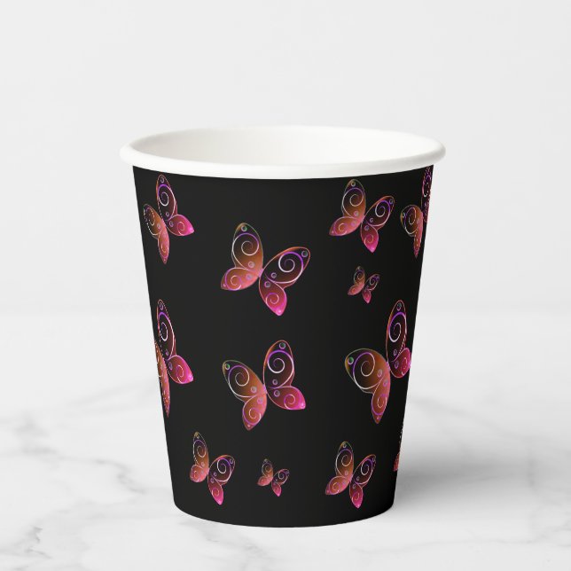 Gobelets En Papier papillons volants nature (Recto)