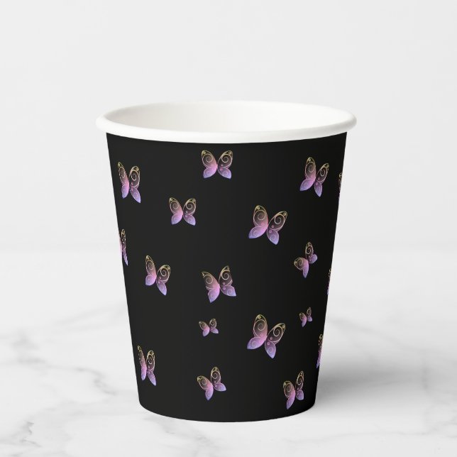 Gobelets En Papier papillons volants nature (Recto)