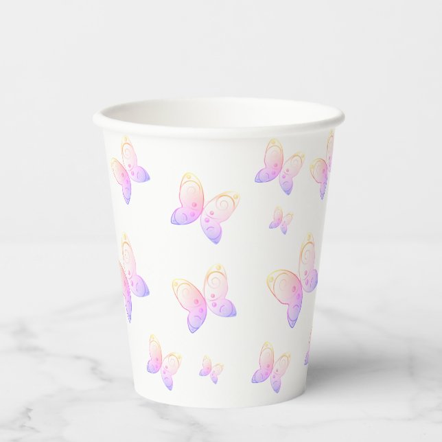 Gobelets En Papier papillons volants nature (Recto)