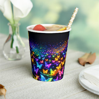 Gobelets En Papier Pappbecher mi Schmetterlingsmotuv