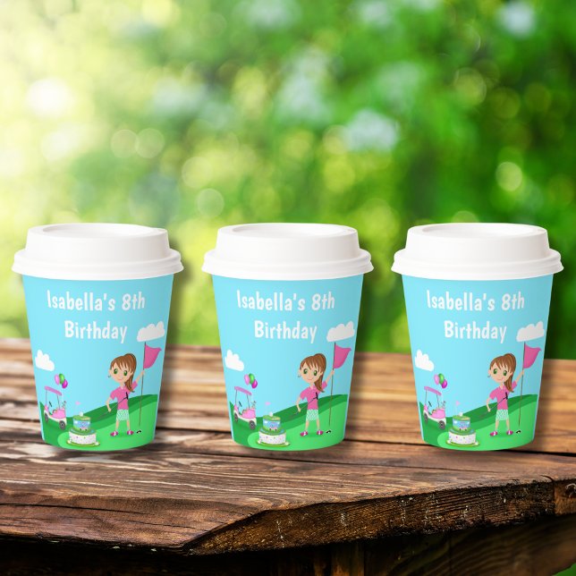 Gobelets En Papier Par-Tee Chibi Fille Anniversaire Golf Party (Créateur téléchargé)