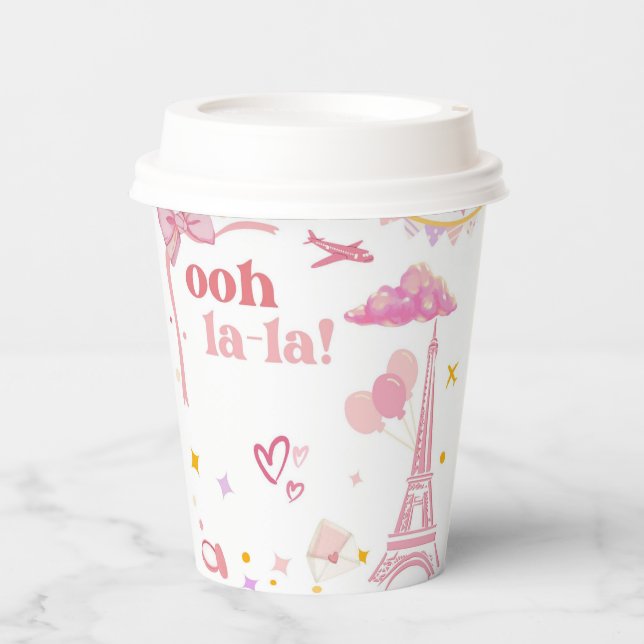 Gobelets En Papier Paris rose Fantaisie Coupes en papier Anniversaire (Recto)