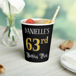Gobelets En Papier Parti bird (63rd Birthday) - Fancy Script, Faux Go