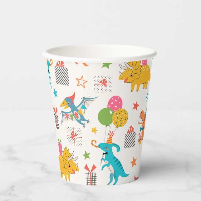 Gobelets En Papier Parti Dinosaur Anniversaire de enfant (Recto)