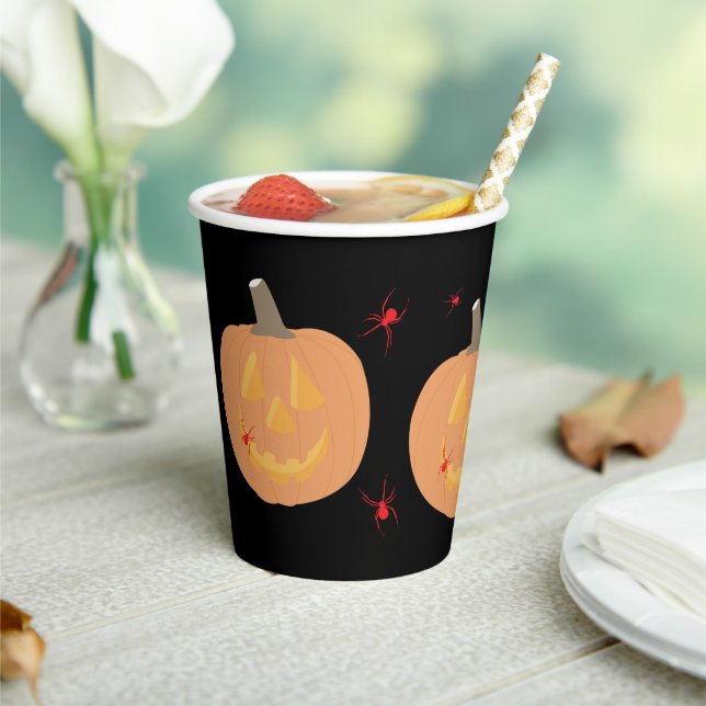 Gobelets En Papier Parti Halloween Citrouille (Insitu)