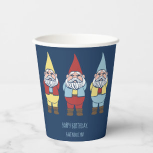 Gobelets En Papier Partie Message Personnalisée Gnomes Jardin Cute