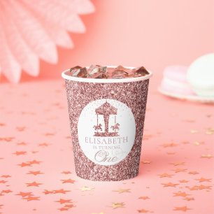 Gobelets En Papier Parties scintillant Carrousel Premier anniversaire