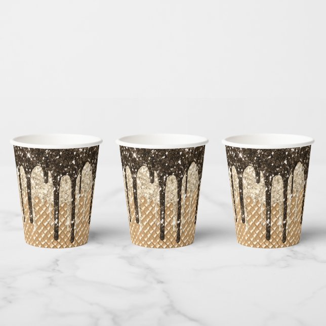 Gobelets En Papier Parties scintillant de cône glacé glacé Glitzy (Multi)