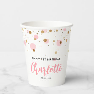 Gobelets En Papier Parties scintillant d'or rose mignonne Anniversair
