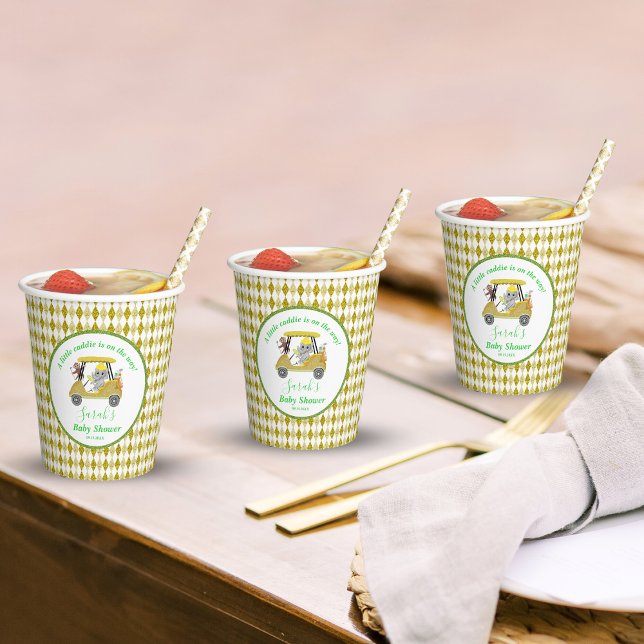 Gobelets En Papier Parties scintillant Elephant & Monkey Golf Baby sh (Créateur téléchargé)