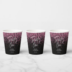 Gobelets En Papier Parties scintillant rose chaud pétillant Noir 21e 