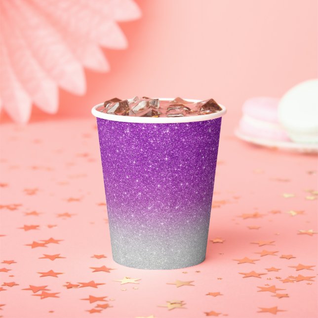 Gobelets En Papier Parties scintillant rose moderne Motif ombre (Insitu)