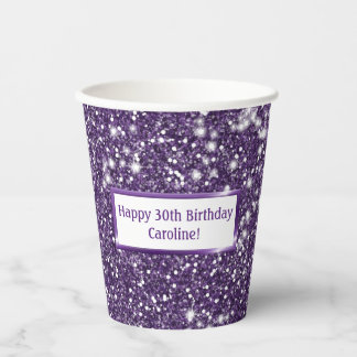 Gobelets En Papier Parties scintillant violet Faux, texture Look avec