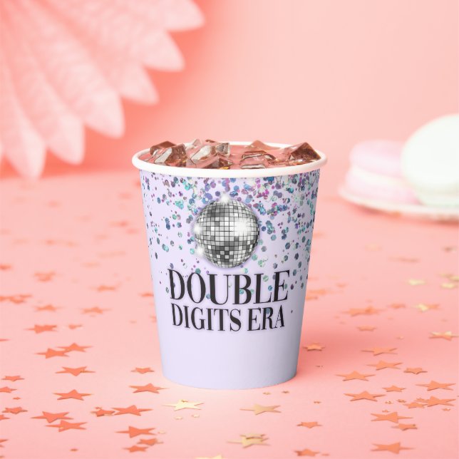 Gobelets En Papier Parties scintillant violette Disco Double chiffres (Insitu)
