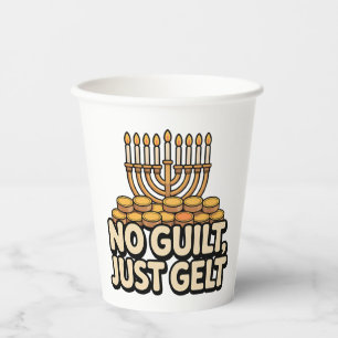Gobelets En Papier Pas Culpabilité Juste Gelt Funny Hanoukka Juif Jui