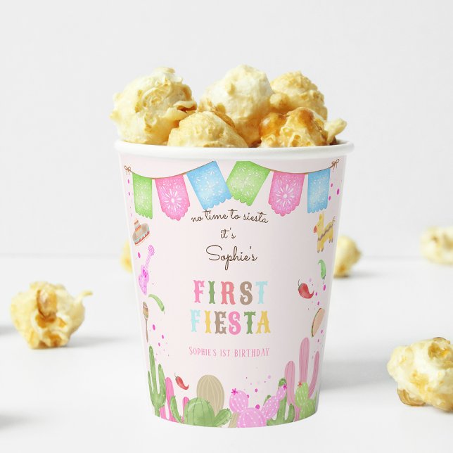 Gobelets En Papier Pas le temps de siesta fiesta mexicaine premier an (Créateur téléchargé)