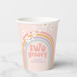 Gobelets En Papier Pastel arc-en-ciel deux super 2ème anniversaire