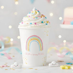 Gobelets En Papier Pastel arc-en-ciel pétillant Anniversaire
