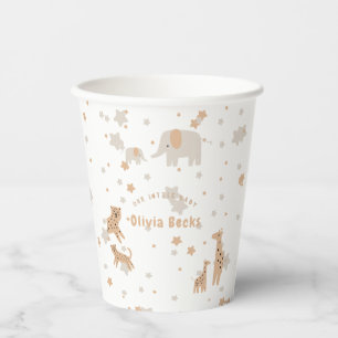 Gobelets En Papier Pastel Beige mignon Baby shower illustratif