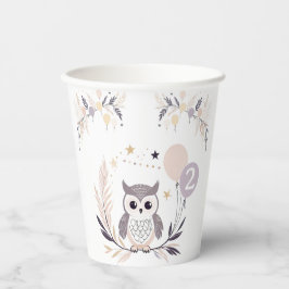 Gobelets En Papier Pastel Boho Owl et Balloons Anniversaire