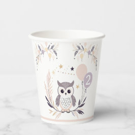 Gobelets En Papier Pastel Boho Owl et Balloons Anniversaire