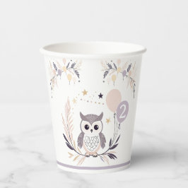 Gobelets En Papier Pastel Boho Owl et Balloons Anniversaire