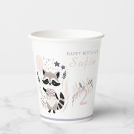 Gobelets En Papier Pastel Boho Raccoon et Ballons Anniversaire
