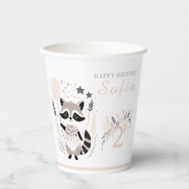 Gobelets En Papier Pastel Boho Raccoon et Ballons Anniversaire