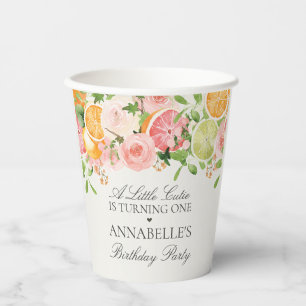 Gobelets En Papier Pastel Citrus Floral Little Cutie Fête d'anniversa