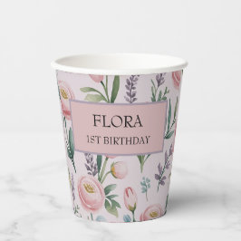 Gobelets En Papier Pastel Doux personnalisé Roses Floraux & Tulipes