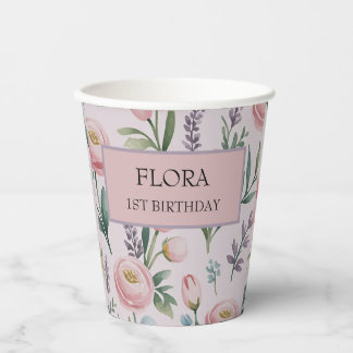 Gobelets En Papier Pastel Doux personnalisé Roses Floraux & Tulipes