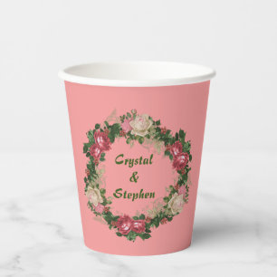 Gobelets En Papier Pastel Floral Whispers Rose Purple Floral Wreath
