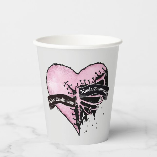 Gobelets En Papier Pastel Goth Heart | Émotionnel et sans émotion (Recto)