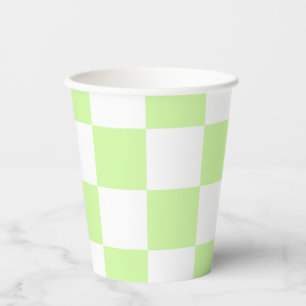 Gobelets En Papier Pastel Green À damiers En vichy Motif