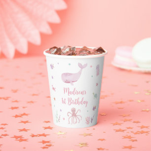 Gobelets En Papier Pastel rose sous la mer Anniversaire