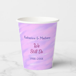 Gobelets En Papier Pastel rose violet Vow renouvellement anniversaire