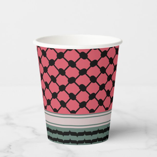 Gobelets En Papier Pastèque palestinienne Hatta Keffiyeh Kufiya Folk (Recto)