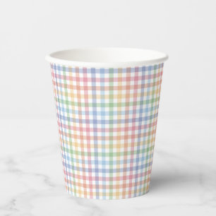 Gobelets En Papier Pastille arc-en-ciel en vichy mignon Pâques