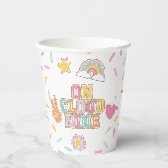Gobelets En Papier Patch Preppy Sur Cloud Neuf 9e Anniversaire (Recto)