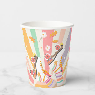 Gobelets En Papier Patinage à rouleaux Retro Super fille Anniversaire