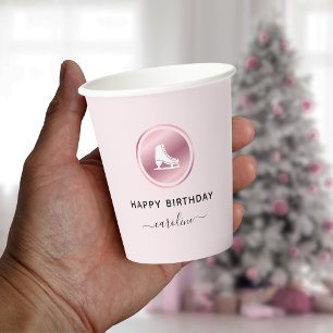 Gobelets En Papier Patinage artistique rose Anniversaire Rose Patinag