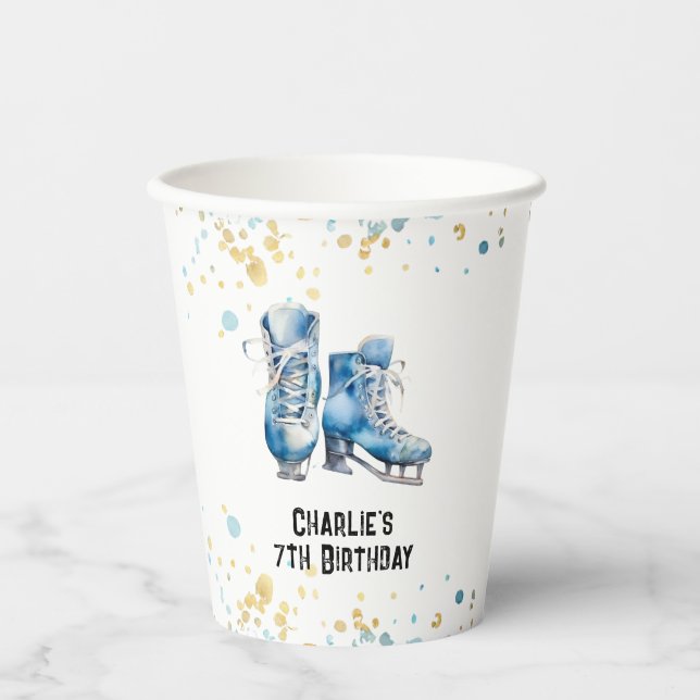 Gobelets En Papier Patinage sur glace Coupes de papier pour fête d'an (Recto)