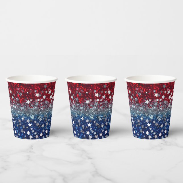 Gobelets En Papier Patriotic Glitter (Multi)