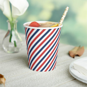 Gobelets En Papier Patriotique Rouge Blanc et Bleu