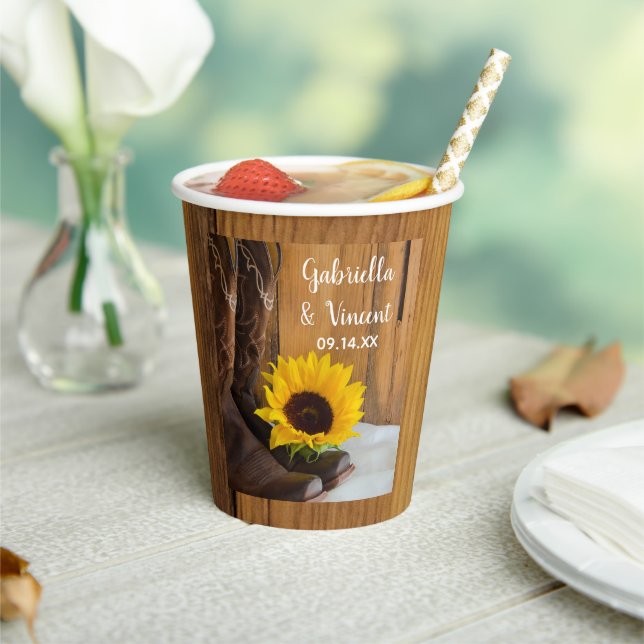 Gobelets En Papier Pays Sunflower Mariage Ouest (Insitu)